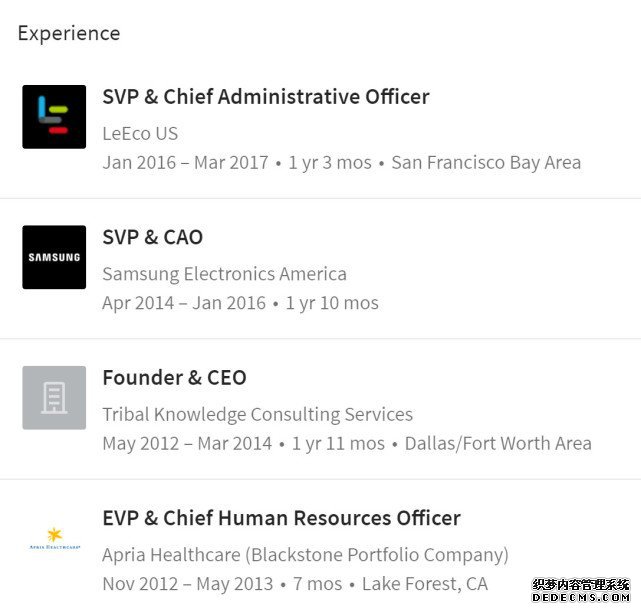 Shawn Williams的Linkedin頁面顯示，其在樂視美國的工作經(jīng)歷截止到2017年3月份